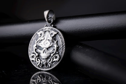 Sterling Silver Skull Medallion Pendant