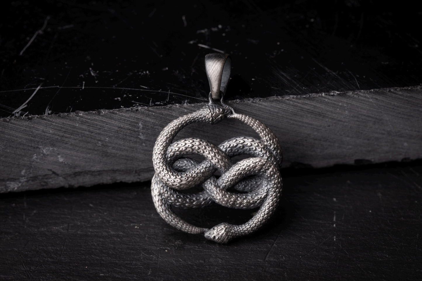 Sterling Silver Ouroboros Snake Pendant