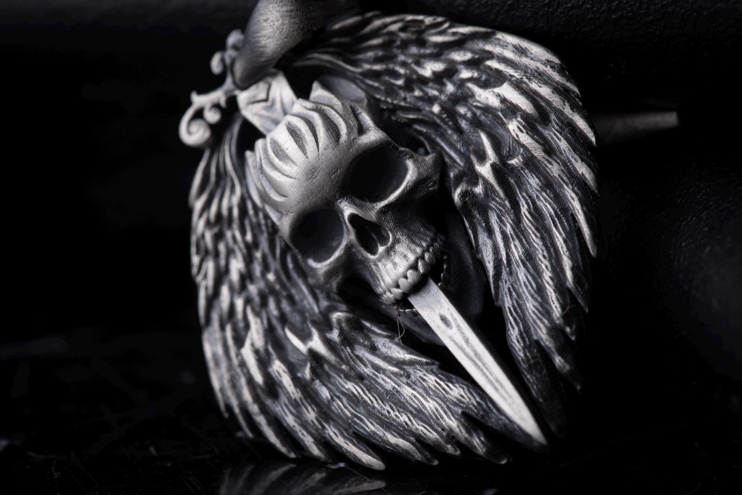 Gothic Skull Sterling Silver Pendant