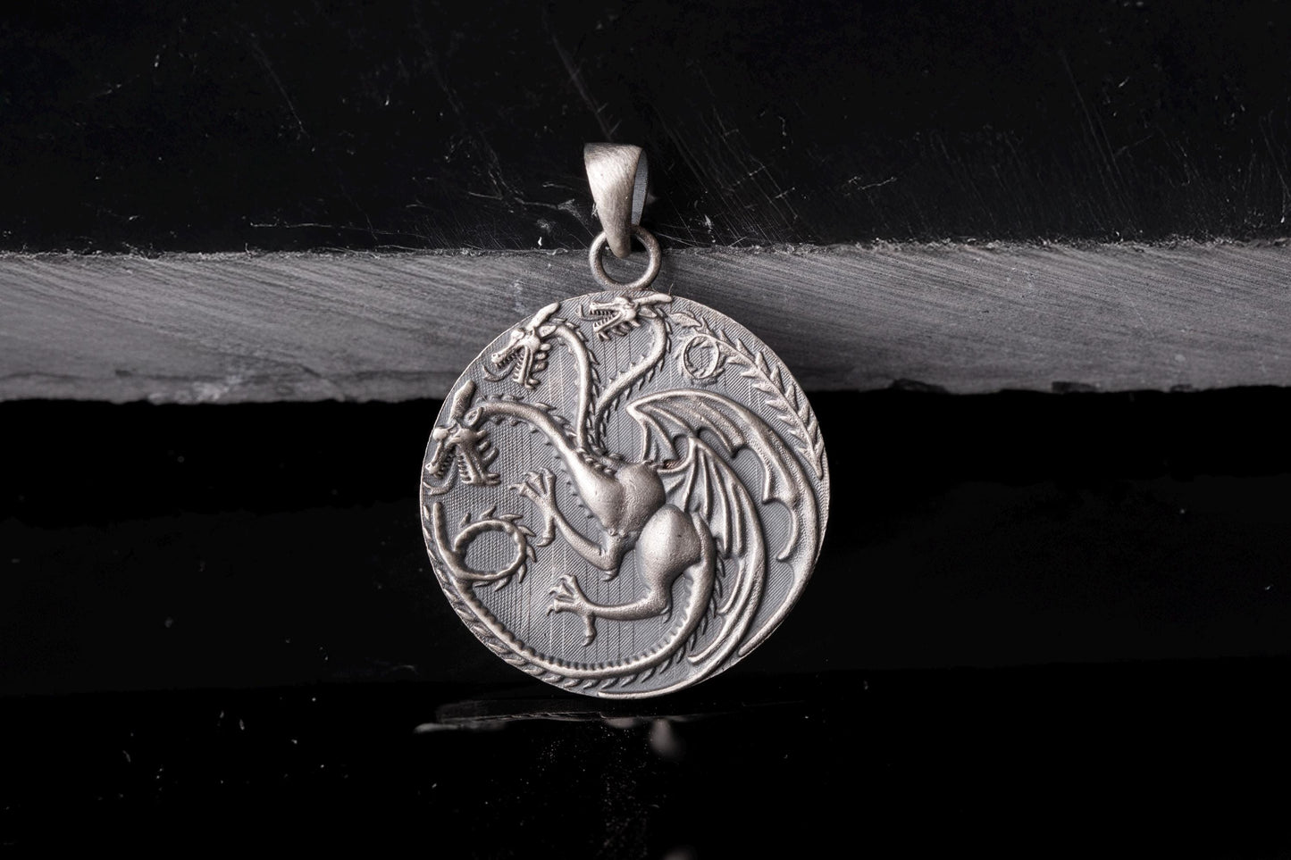 Sterling Silver Three-Headed Dragon Pendant