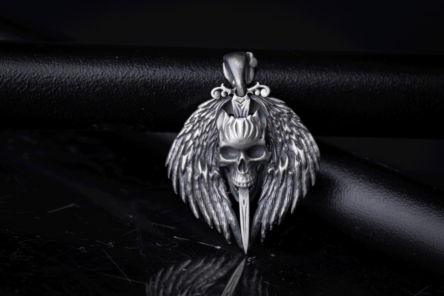 Gothic Skull Sterling Silver Pendant