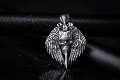 Gothic Skull Sterling Silver Pendant
