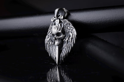Gothic Skull Sterling Silver Pendant
