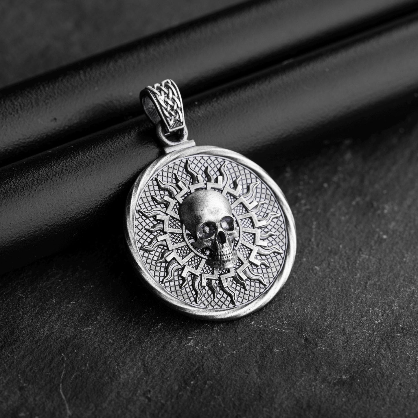 Silver Sun & Skull Pendant