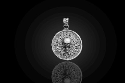 Silver Sun & Skull Pendant