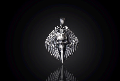 Gothic Skull Sterling Silver Pendant