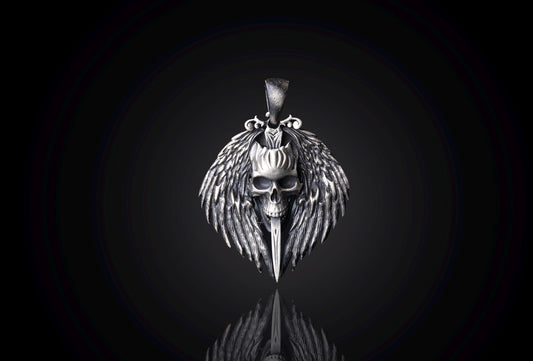 Gothic Skull Sterling Silver Pendant