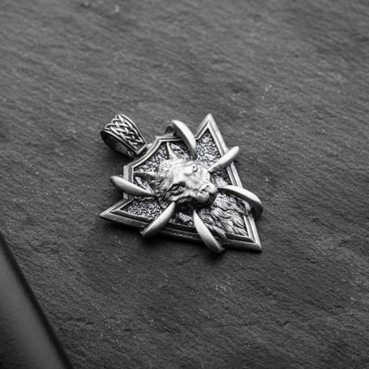 Sterling Silver Arrowhead Wolf Pendant featuring a detailed wolf head design with claw accents on a textured arrowhead background, crafted from silver jewelry.
