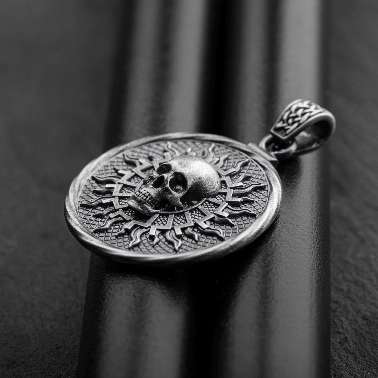 Silver Sun & Skull Pendant