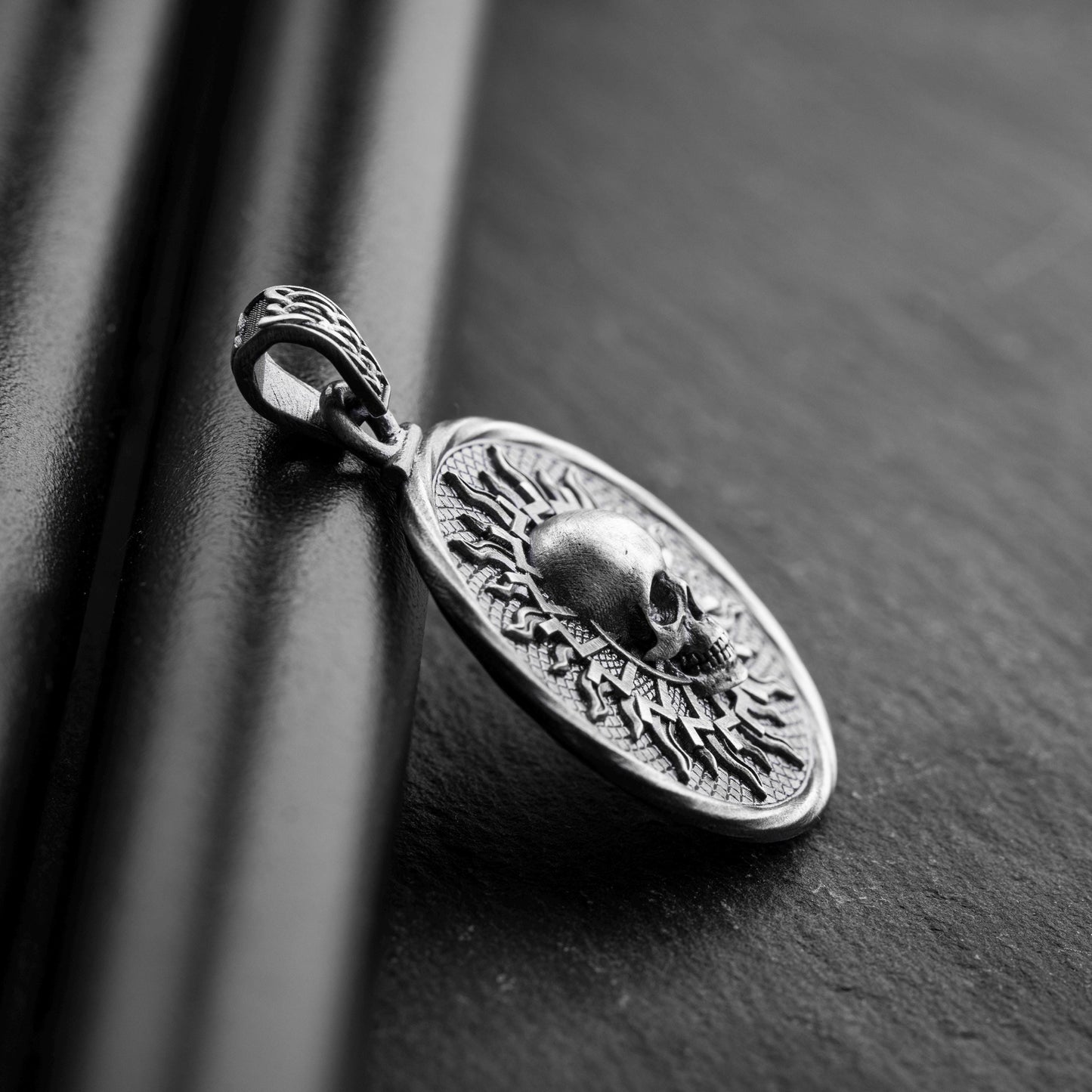 Silver Sun & Skull Pendant