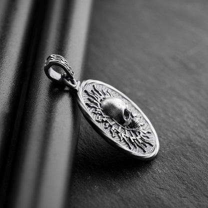 Silver Sun & Skull Pendant