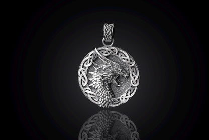 Engraved Dragon Head Pendant