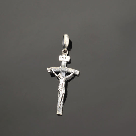 Sterling Silver Jesus Cross Necklace: Handmade Christian Crucifix Pendant