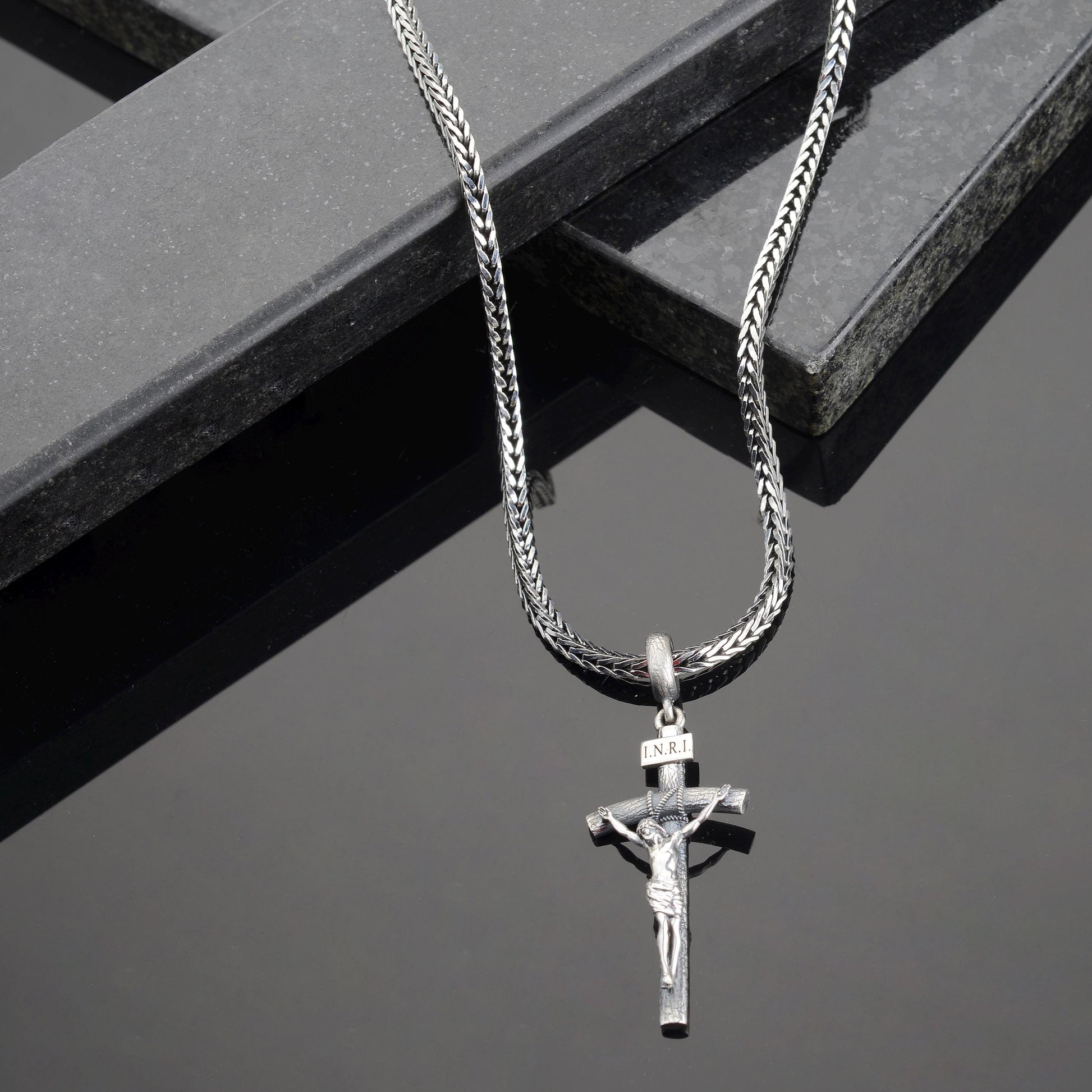 Sterling Silver Jesus Cross Necklace: Handmade Christian Crucifix Pendant