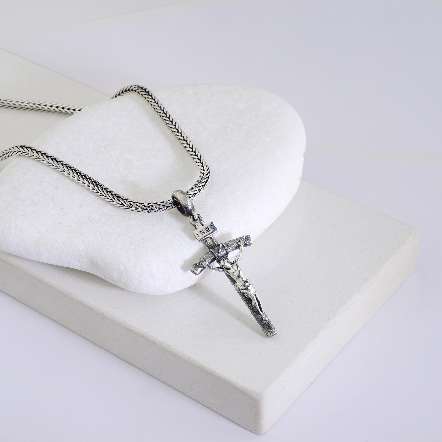 Sterling Silver Jesus Cross Necklace: Handmade Christian Crucifix Pendant