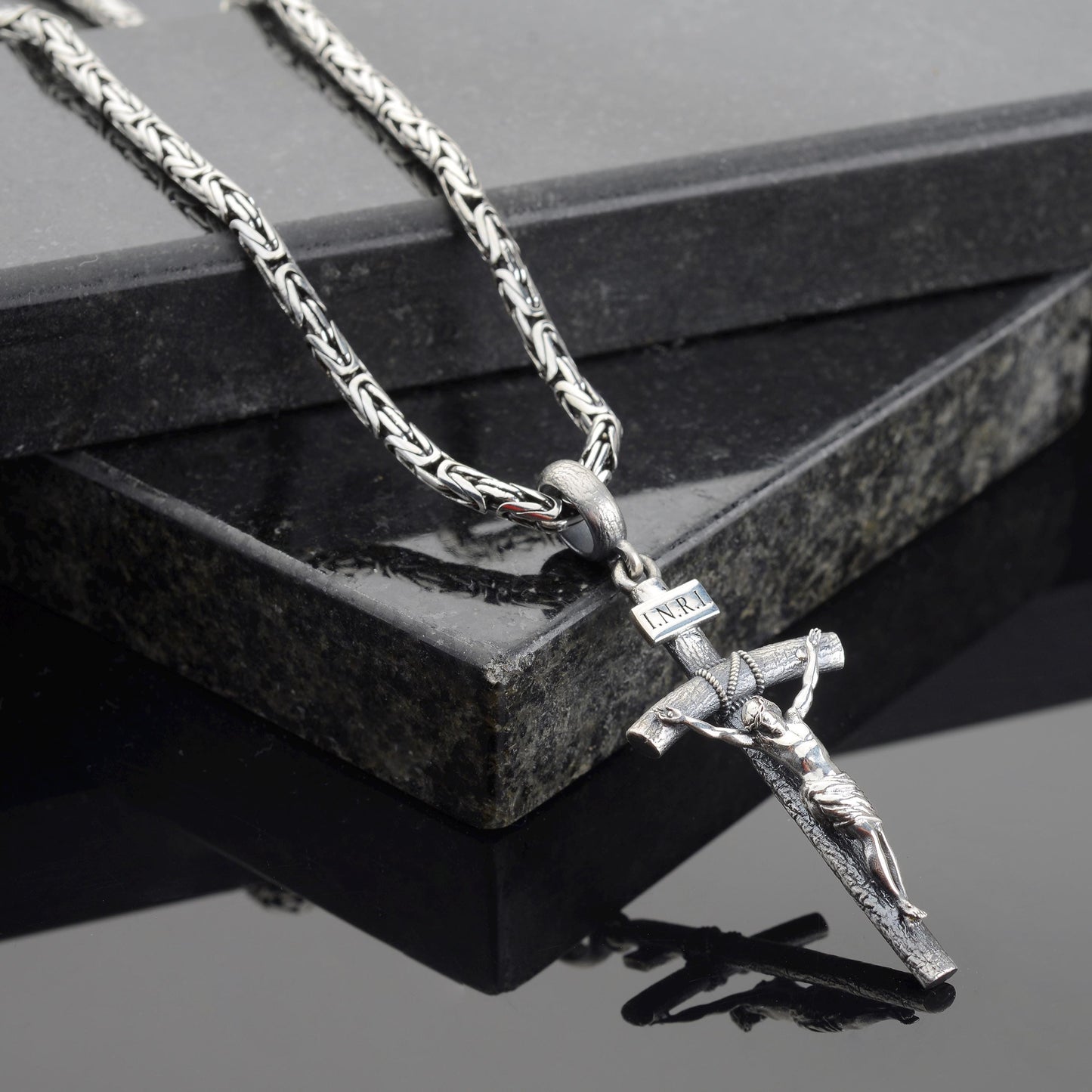 Sterling Silver Jesus Cross Necklace: Handmade Christian Crucifix Pendant