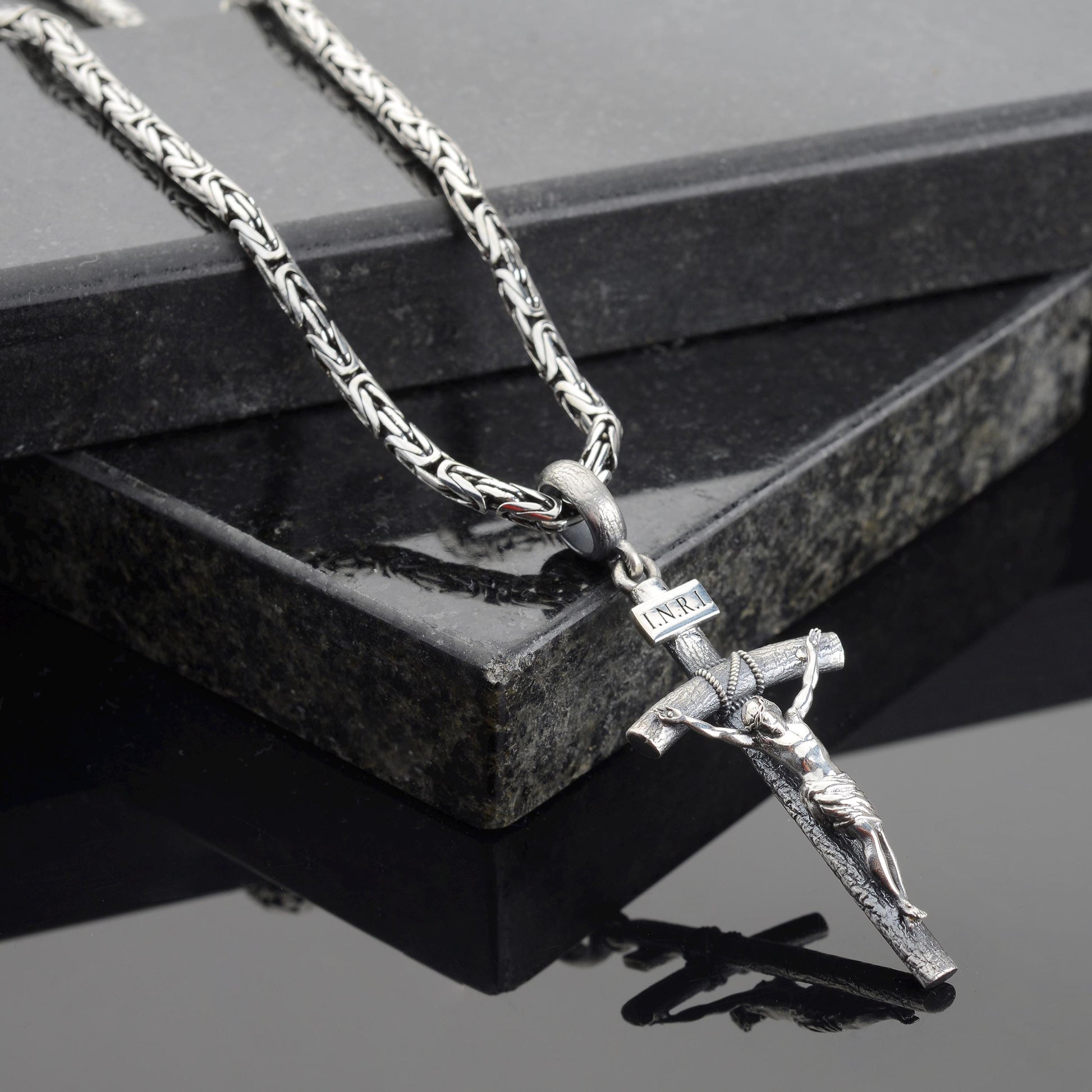 Sterling Silver Jesus Cross Necklace: Handmade Christian Crucifix Pendant