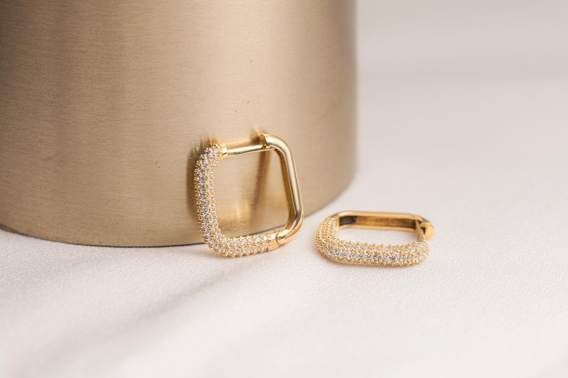 14k Solid Gold Square Diamond Earring, Geometric Earring, Colorless Moissanite Earrings, Silver Minimalist Earrings, Bridesmaid Earring Gift