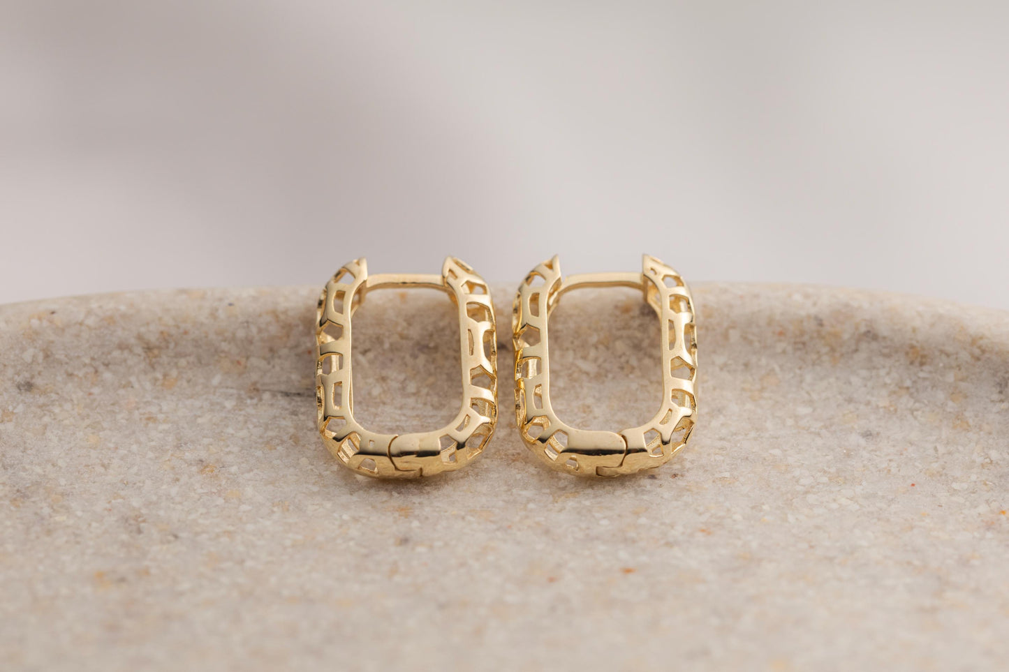 14k Gold Openwork Hoop Earrings, Geometric Cutout Gold Hoops, Minimalist Hollow Huggie Earrings, Everyday Earrings, Dainty Gold Jewelry