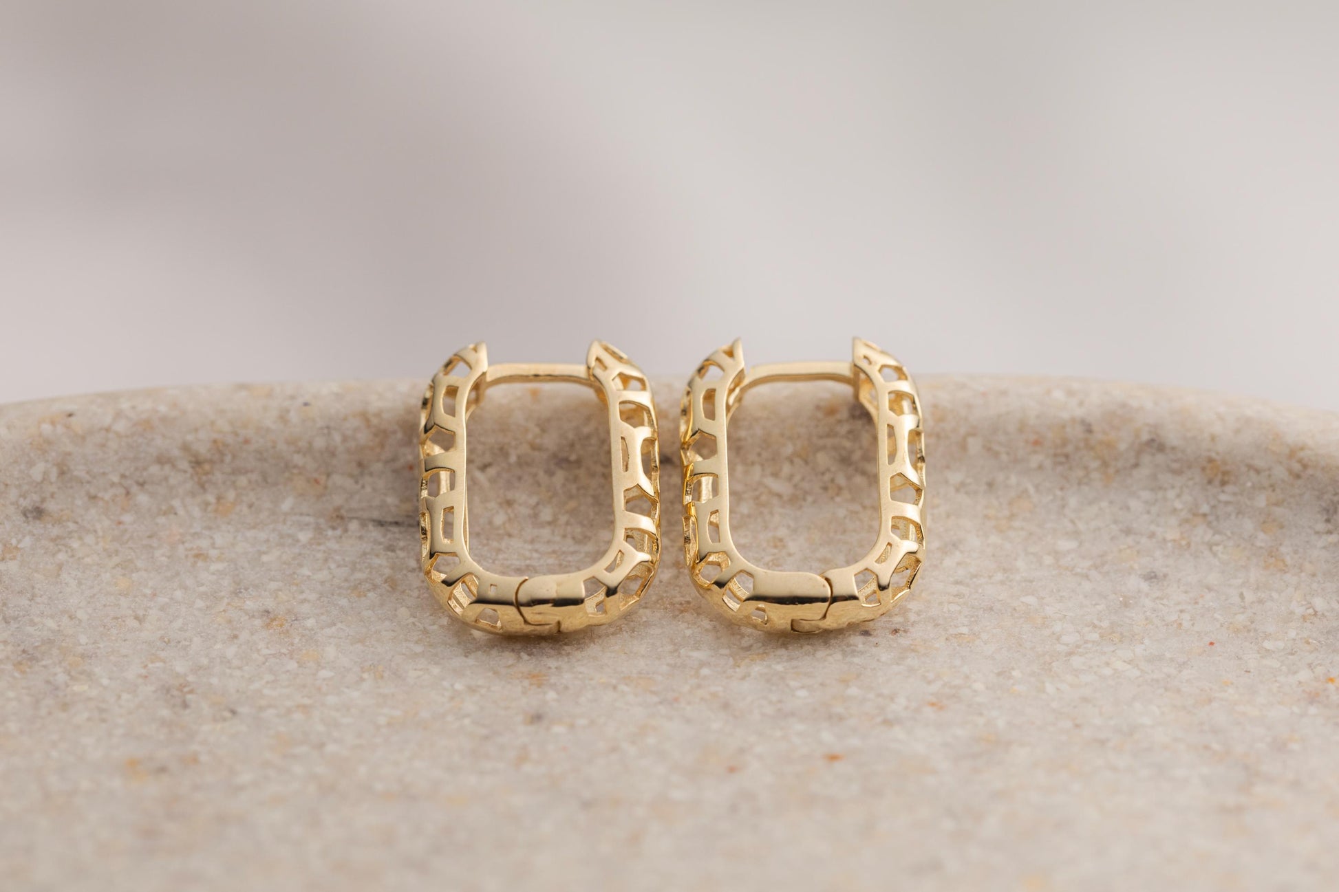 14k Gold Openwork Hoop Earrings, Geometric Cutout Gold Hoops, Minimalist Hollow Huggie Earrings, Everyday Earrings, Dainty Gold Jewelry