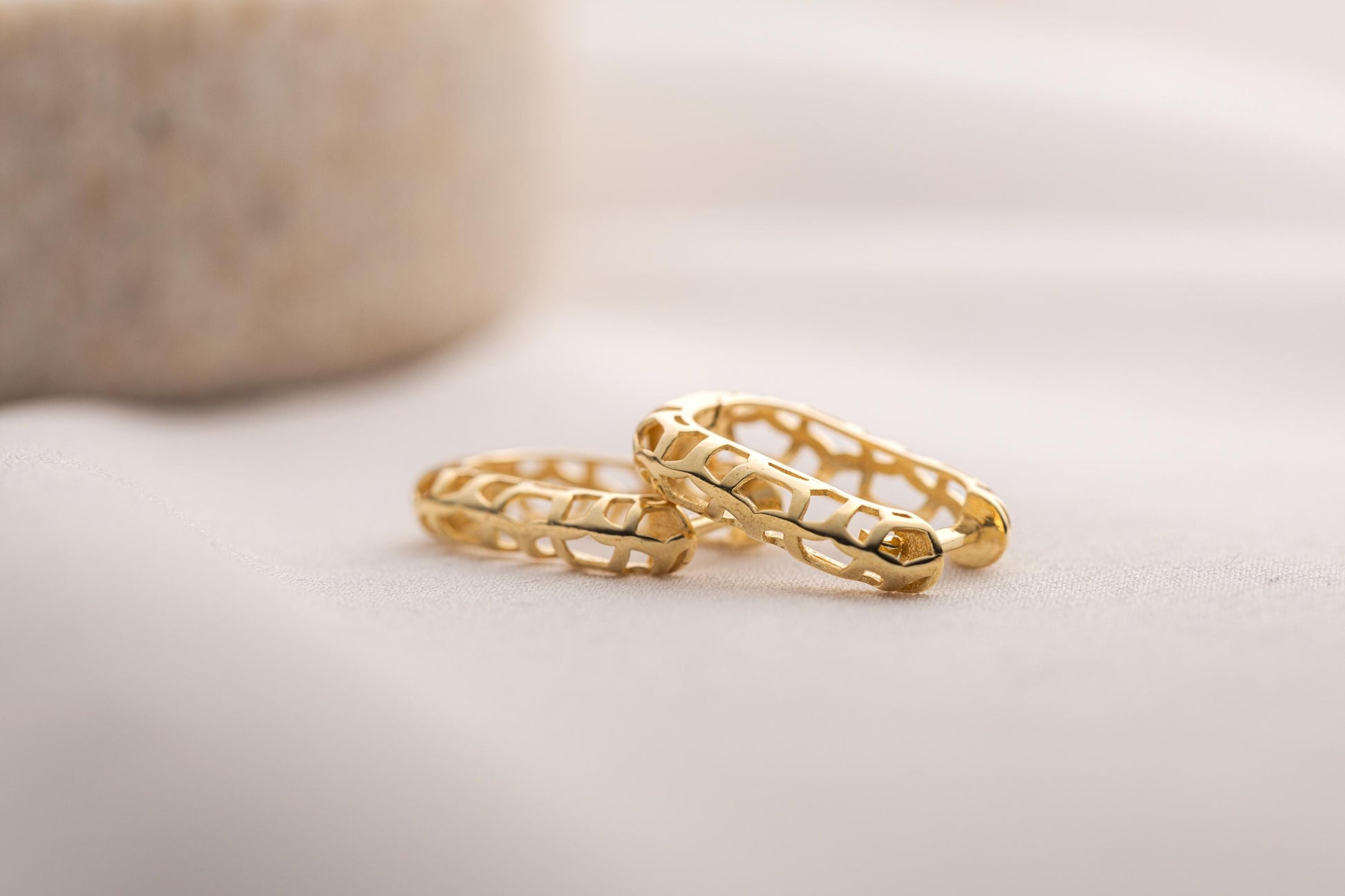 14k Gold Openwork Hoop Earrings, Geometric Cutout Gold Hoops, Minimalist Hollow Huggie Earrings, Everyday Earrings, Dainty Gold Jewelry