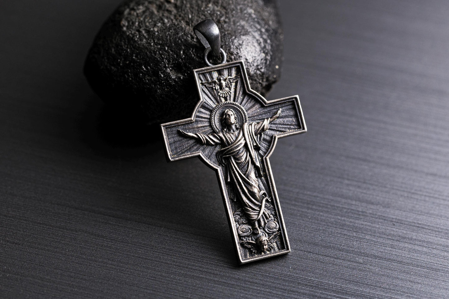 The Resurrection of Jesus in Cross Pendant