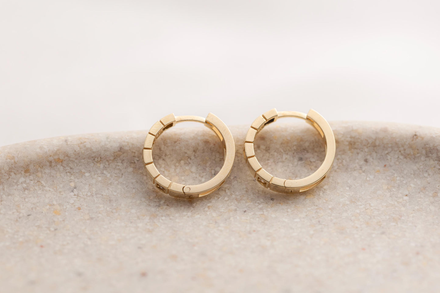 14k Gold Geometric Huggie Hoop Earrings, Square CZ Gold Huggies, Minimalist Small Gold Hoop Earrings, Modern Gold Earrings, Diamond Earrings