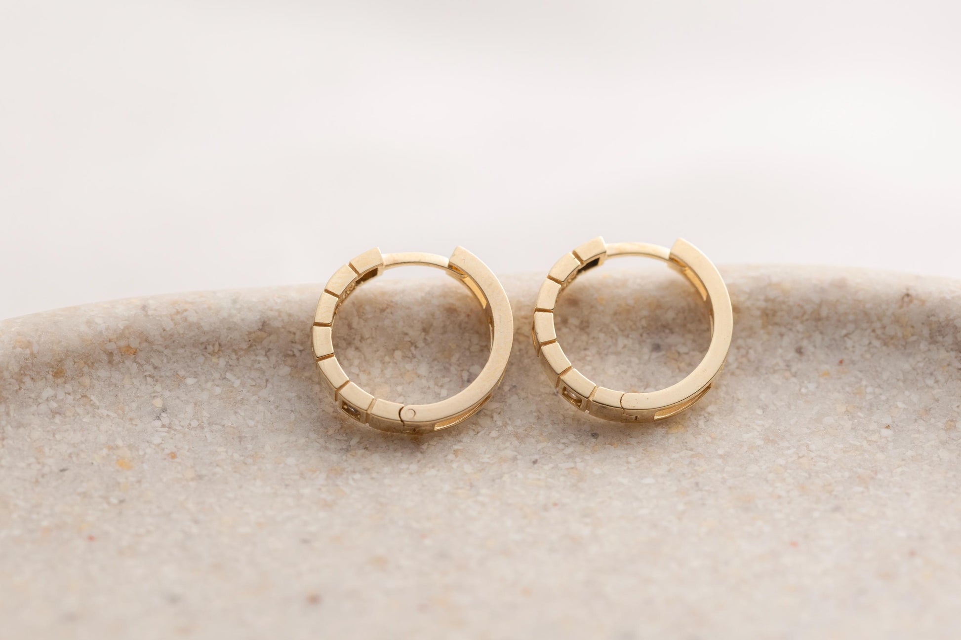 14k Gold Geometric Huggie Hoop Earrings, Square CZ Gold Huggies, Minimalist Small Gold Hoop Earrings, Modern Gold Earrings, Diamond Earrings