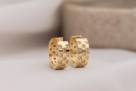 Diamond Hoop Earrings, Tiny Hoop Earrings, Diamond Hoop Earring, Diamond Huggie Hoops, Gold Hoops, 14K Gold Diamond Hoop Earrings 925 silver
