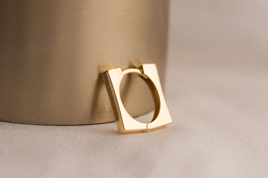 14k Solid Gold Square Earring, Geometric Earring, Colorless Moissanite Earrings, Silver Minimalist Earrings, Bridesmaid Earring Gift, Square