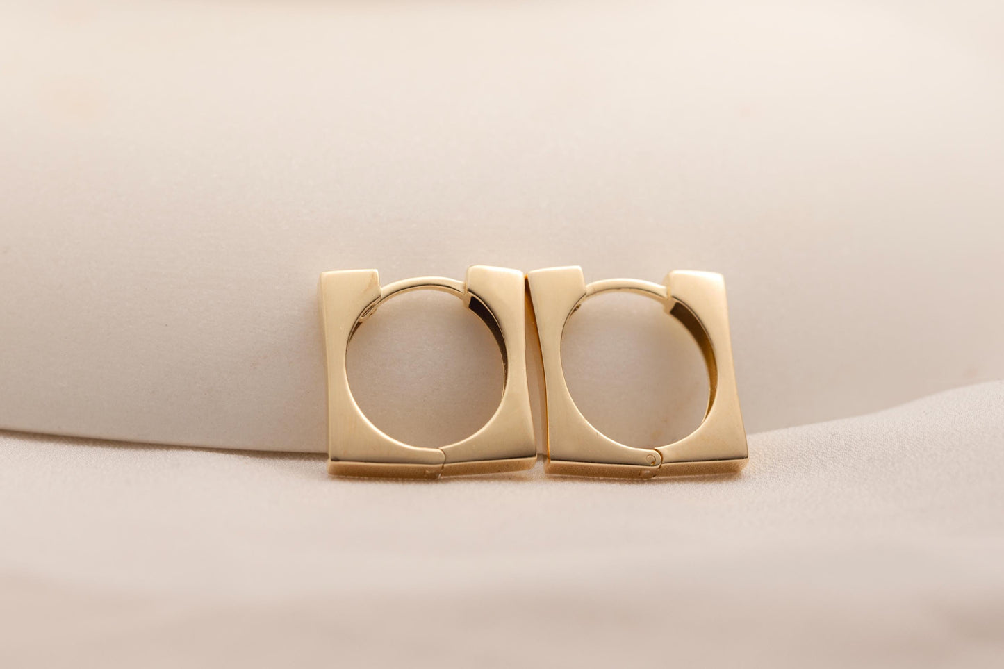 14k Solid Gold Square Earring, Geometric Earring, Colorless Moissanite Earrings, Silver Minimalist Earrings, Bridesmaid Earring Gift, Square