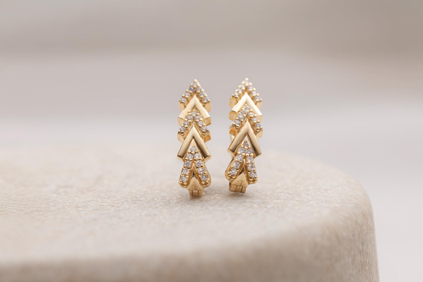 Gold Arrow Hoop Earrings, Chevron Huggie Hoops, CZ Pave Arrow Earrings, Dainty Gold Huggies, Geometric Gold Hoop Earrings, Minimalist Arrow
