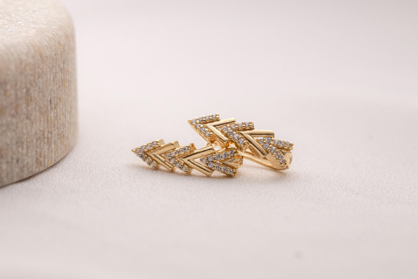 Gold Arrow Hoop Earrings, Chevron Huggie Hoops, CZ Pave Arrow Earrings, Dainty Gold Huggies, Geometric Gold Hoop Earrings, Minimalist Arrow