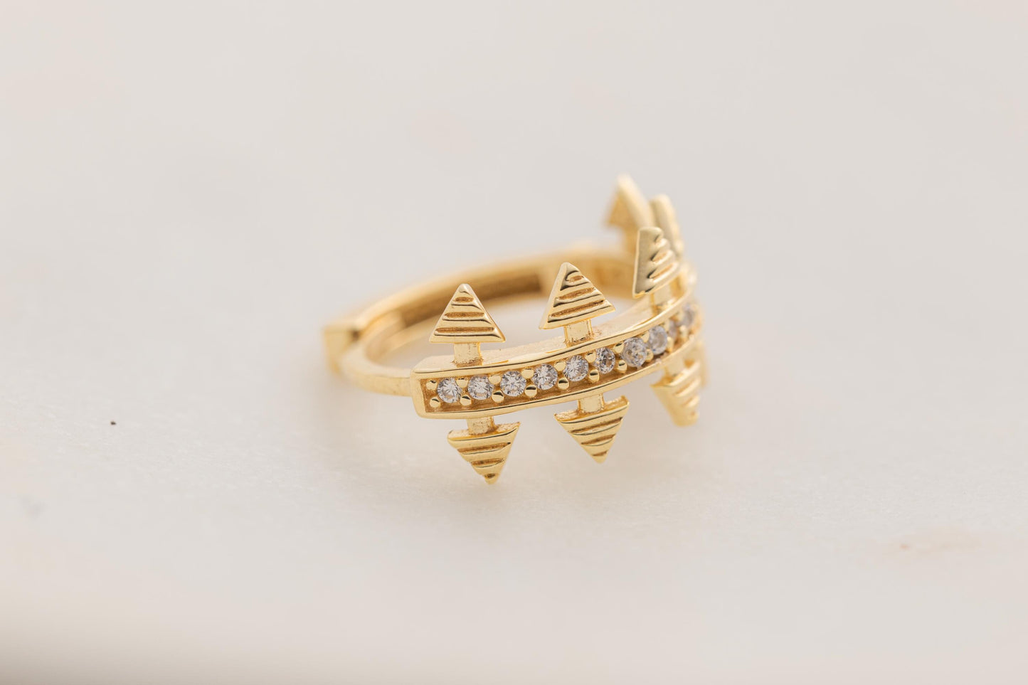 Gold Spike Hoop Earrings, Edgy Crown Huggie Hoops, Pave CZ Spike Earrings, Geometric Gold Statement Hoops, Trendy Spiked Huggie Earrings