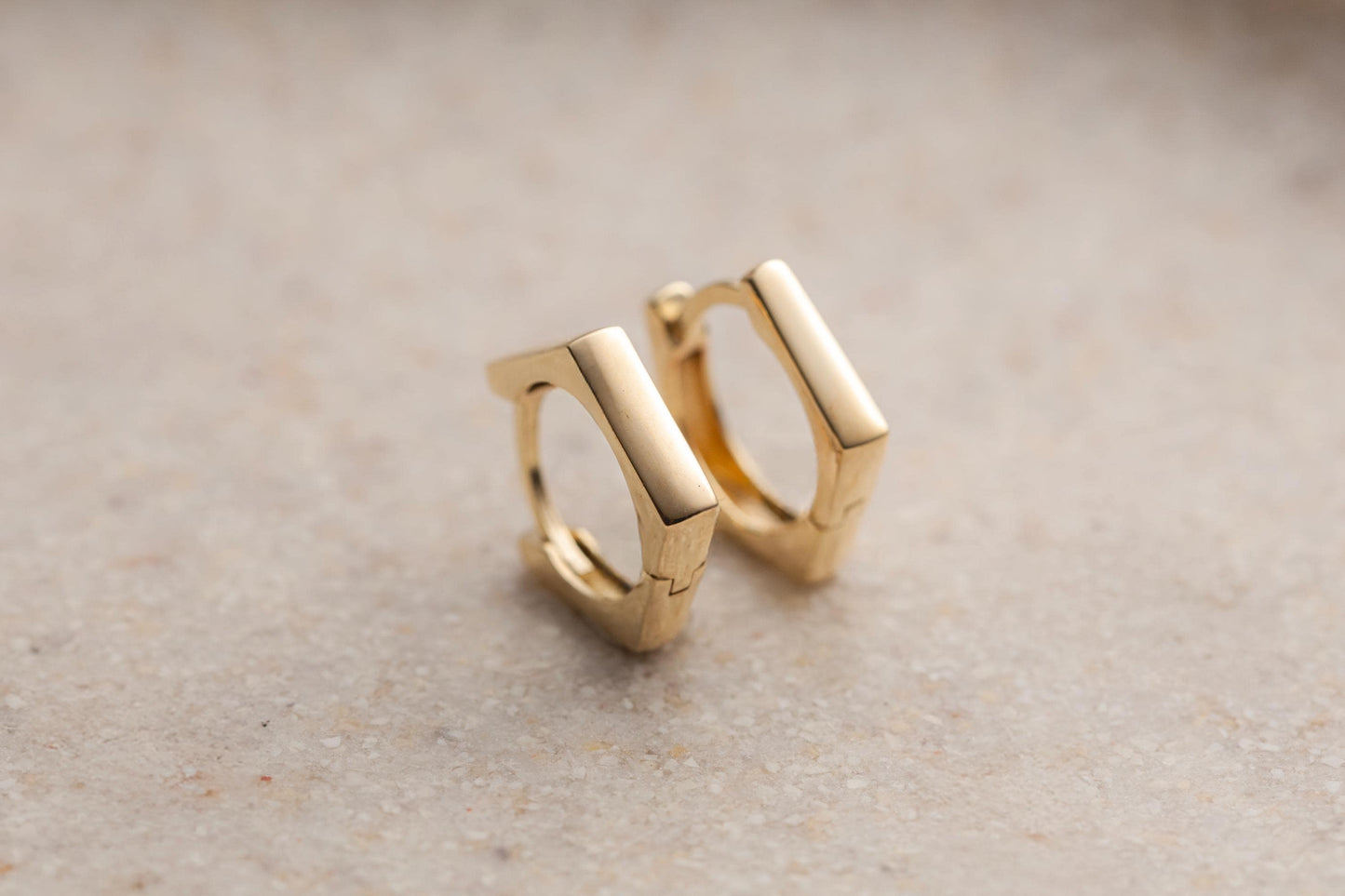 Pentagon Hoop Earrings, Hexagon Huggie Hoop, Geometric Design, Gold Hexagon Huggies, Everyday Earrings, Geometric Design, Gold or Rose Gold