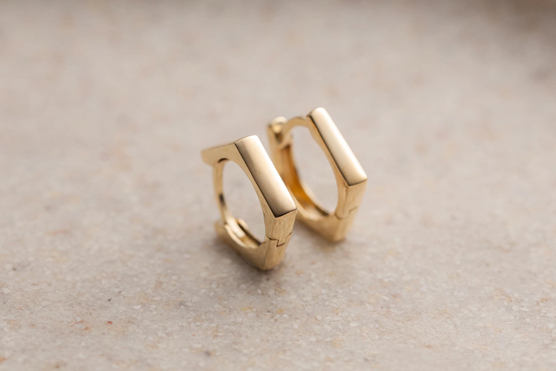 Pentagon Hoop Earrings, Hexagon Huggie Hoop, Geometric Design, Gold Hexagon Huggies, Everyday Earrings, Geometric Design, Gold or Rose Gold
