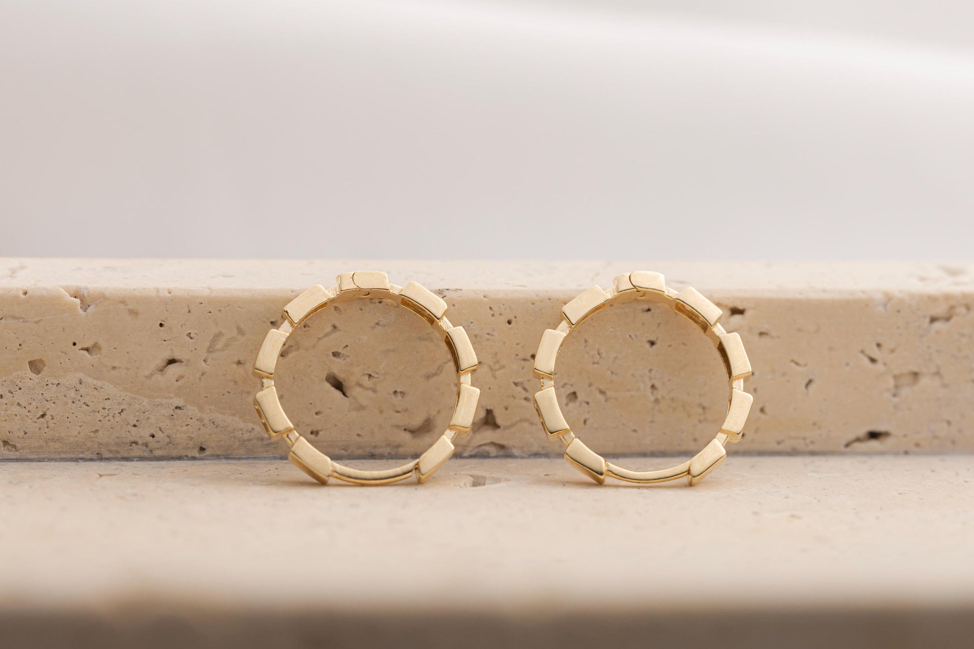 14K Gold CZ Huggie Hoop Earrings, Geometric Link Gold Hoops, Minimal Pave CZ Earrings, Modern Small Gold Hoop Earrings, Gold CZ Hoop Earring