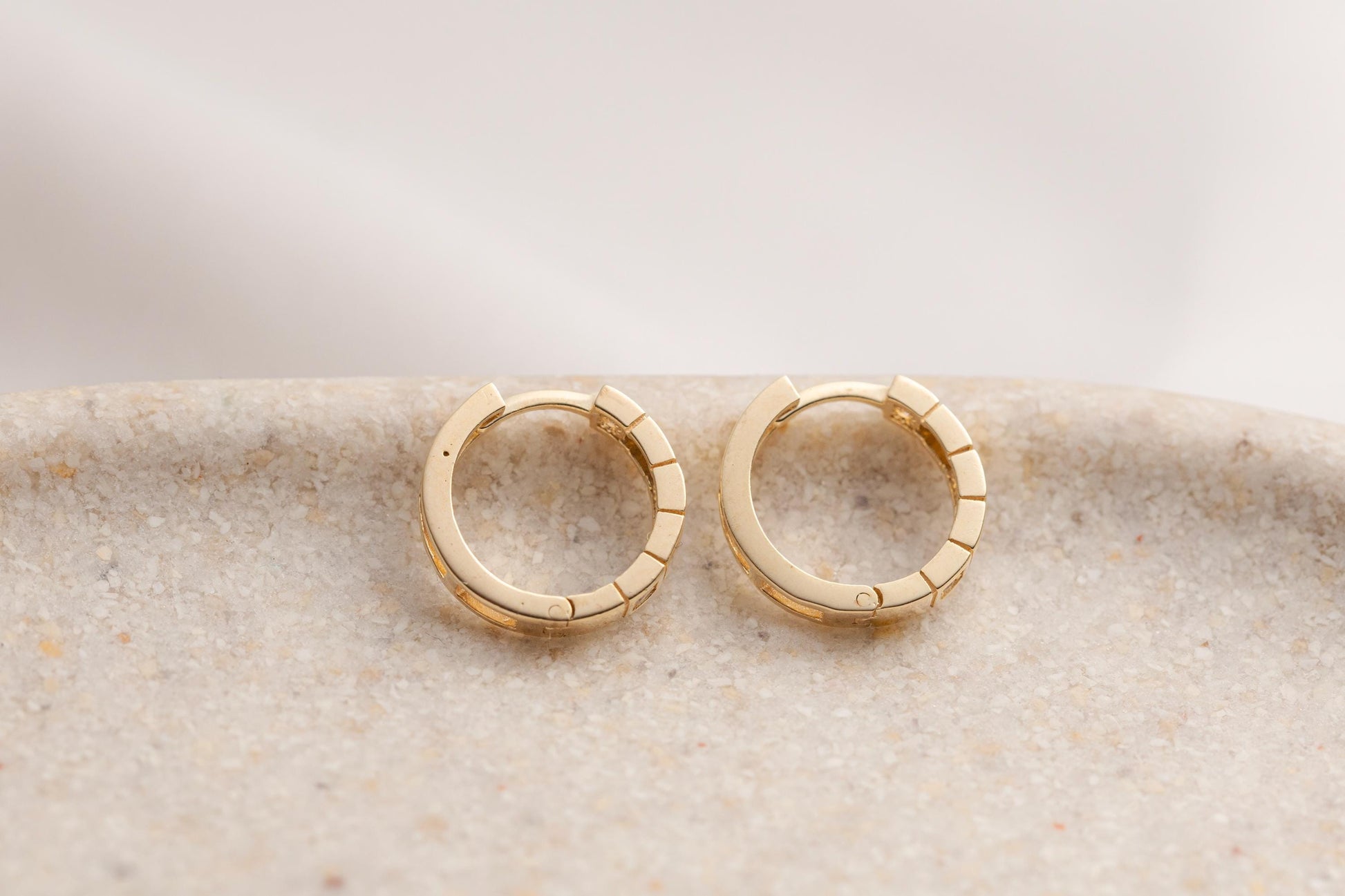 14k Gold Geometric Huggie Hoop Earrings, Square CZ Gold Huggies, Modern Chunky Small Hoop, Minimalist Gold Hoop, Dainty Everyday Earrings