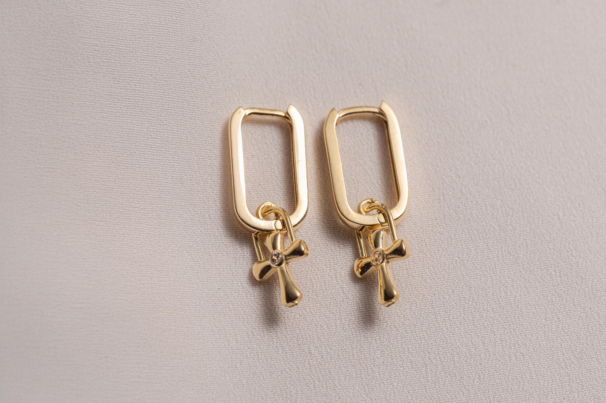 Minimal Gold Cross Huggie Earrings, Small CZ Cross Hoop Earrings, Faith Inspired Gold Earrings, Bridesmaid Jewelry Gift