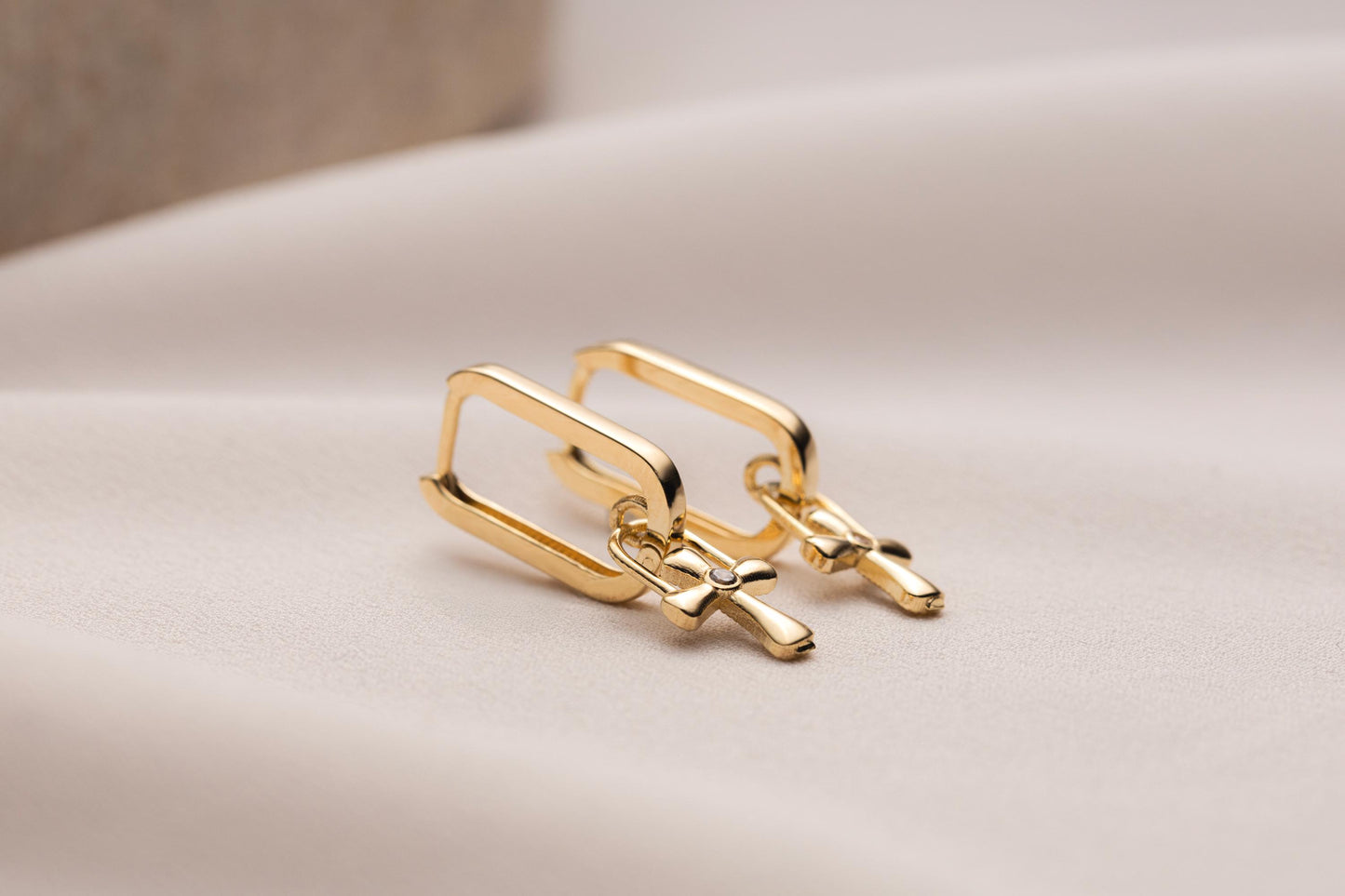 Minimal Gold Cross Huggie Earrings, Small CZ Cross Hoop Earrings, Faith Inspired Gold Earrings, Bridesmaid Jewelry Gift