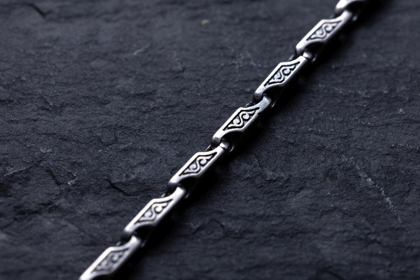 Sterling Silver Patterned Handmade Chain Bracelet, Vintage Bracelet, Silver Plated Handmade Bracelet, Men Bracelet, Valentines Gift for Him
