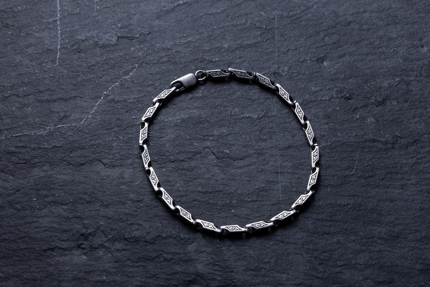 Sterling Silver Patterned Handmade Chain Bracelet, Vintage Bracelet, Silver Plated Handmade Bracelet, Men Bracelet, Valentines Gift for Him