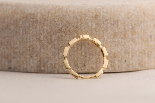 14K Gold CZ Huggie Hoop Earrings, Geometric Link Gold Hoops, Minimal Pave CZ Earrings, Modern Small Gold Hoop Earrings, Gold CZ Hoop Earring