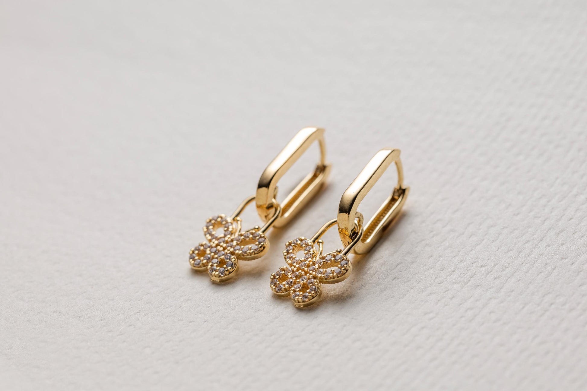 Gold Butterfly Charm Huggie Hoop Earrings, Dainty CZ Butterfly Earrings, Minimal Gold Hoop Earrings, Sparkly Butterfly Jewelry Gift