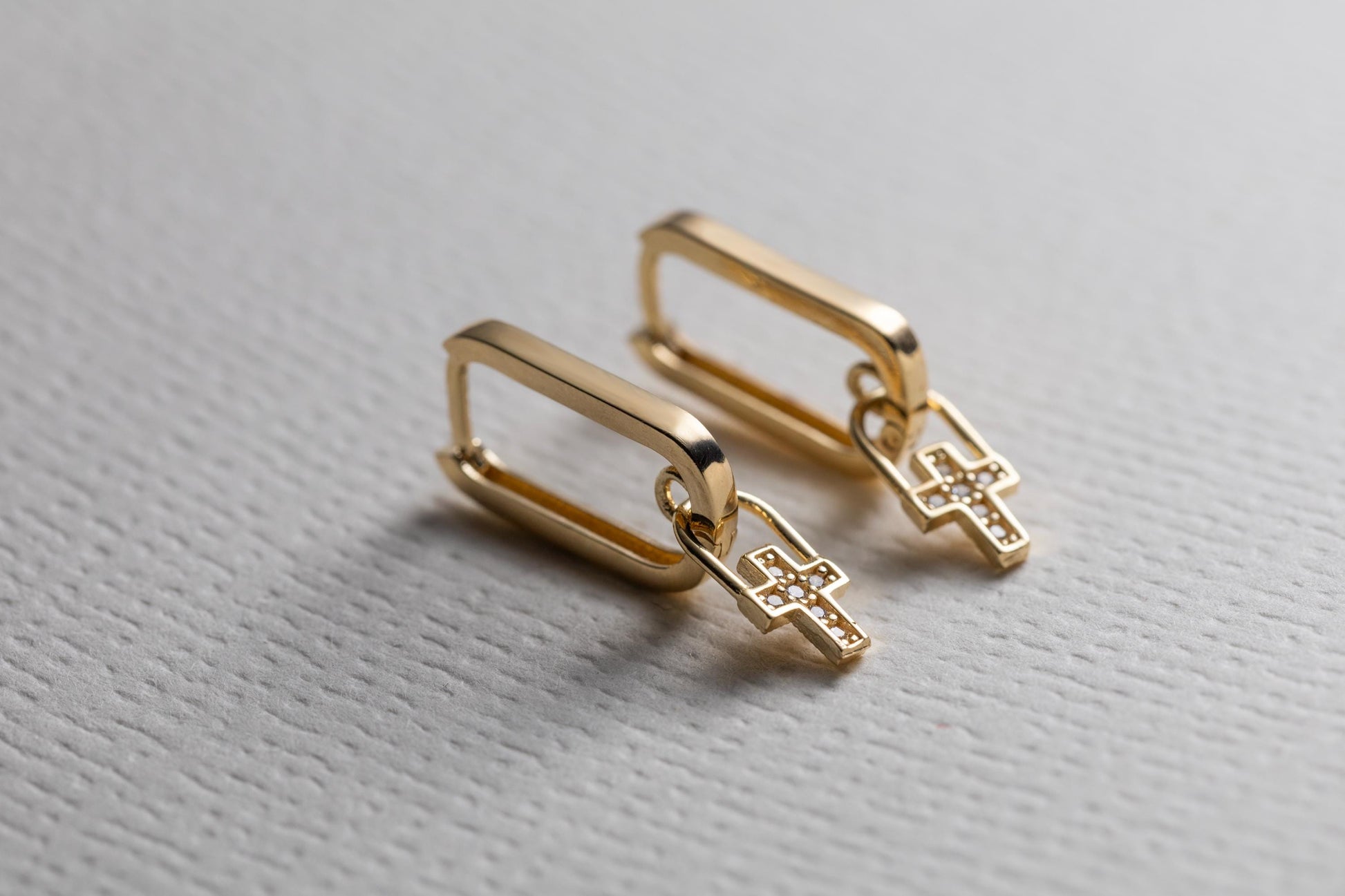 Gold Cross Charm Huggie Hoop Earrings, Dainty CZ Cross Earrings, Minimal Gold Huggie Hoops, Faith Religious Jewelry, Everyday Gold Earrings