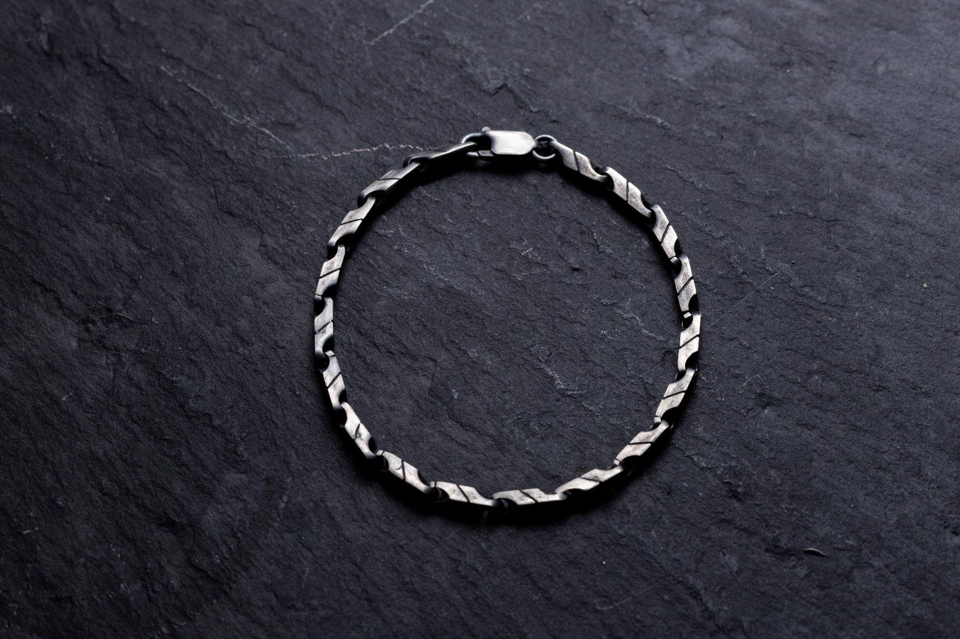 Sterling Silver Chain Link Bracelet, Vintage Bracelet, Minimal Handmade Bracelet, Mens Bracelet, Valentines Gift for Him