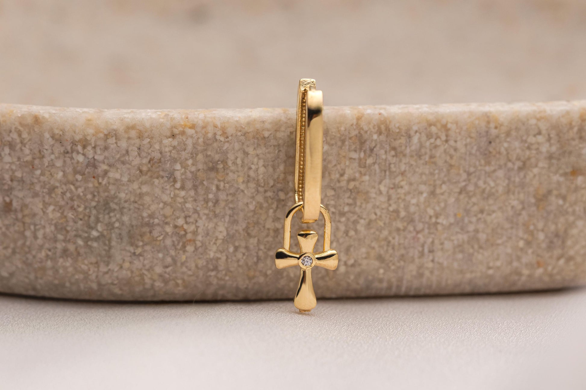 Minimal Gold Cross Huggie Earrings, Small CZ Cross Hoop Earrings, Faith Inspired Gold Earrings, Bridesmaid Jewelry Gift