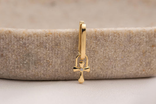 Minimal Gold Cross Huggie Earrings, Small CZ Cross Hoop Earrings, Faith Inspired Gold Earrings, Bridesmaid Jewelry Gift