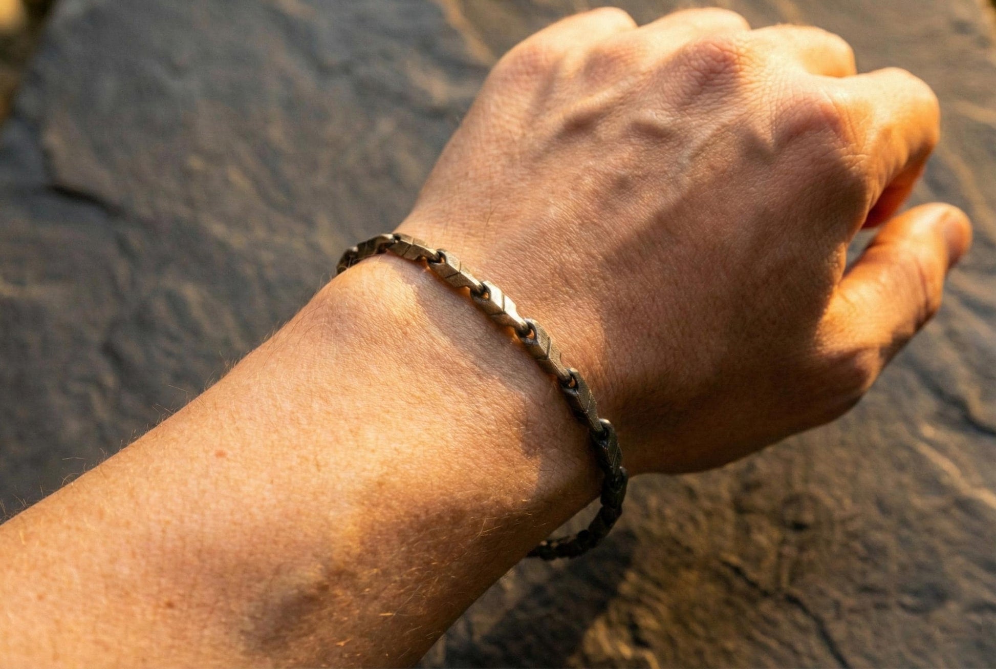 Sterling Silver Chain Link Bracelet, Vintage Bracelet, Minimal Handmade Bracelet, Mens Bracelet, Valentines Gift for Him