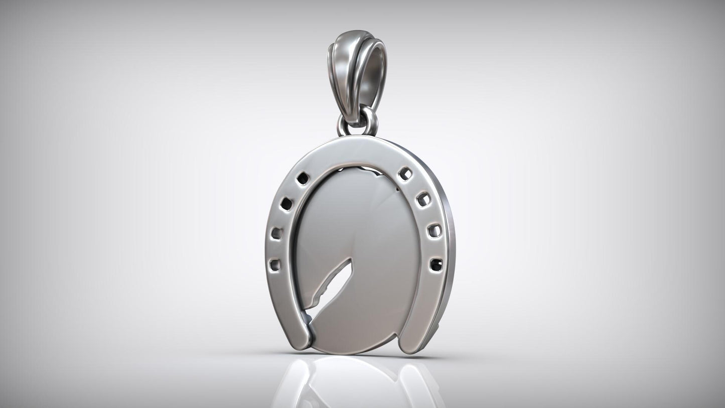 Silver Horse Engraved Pendant, Horse Head Pendant, Animal Head Pendat, Sterling Silver  Plated Lucky Horse, Unique Gift for Horse Lovers